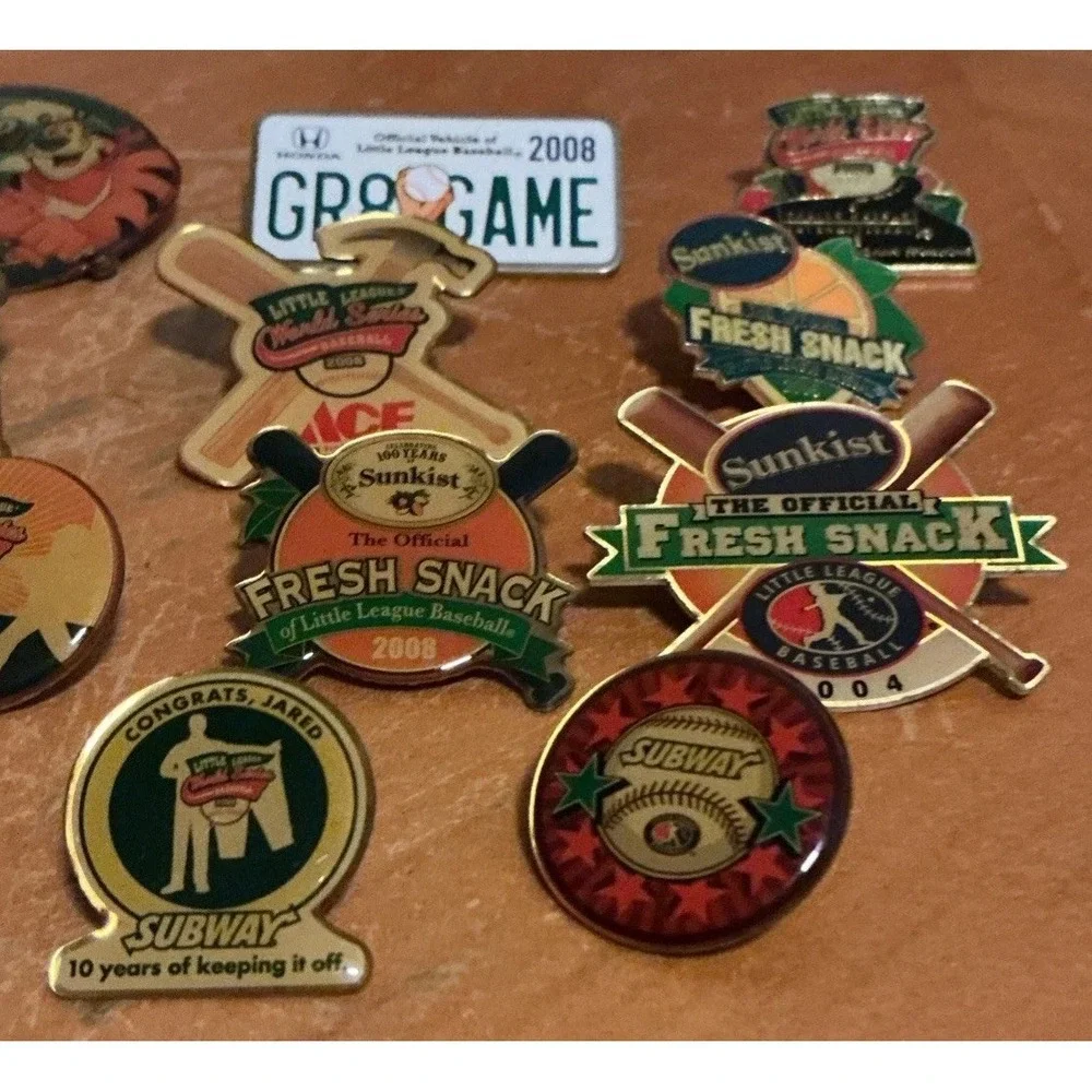 Lot Of 21 Little League World Series Baseball Pins 2004-2012, Sunkist,‎ Subway….